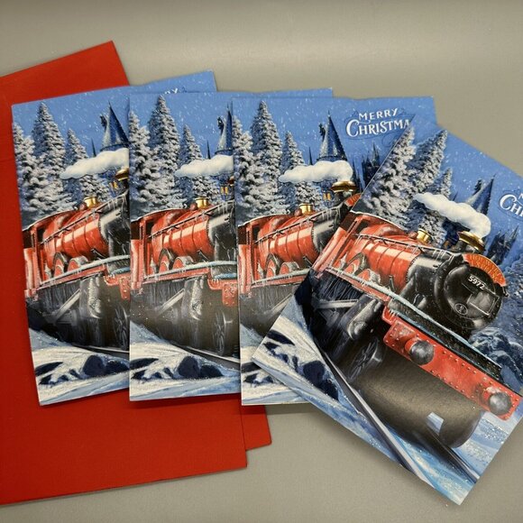 Harry Potter Pop-Up Christmas Card Hogwarts Express Merry Christmas Red Envelope - Picture 5 of 6